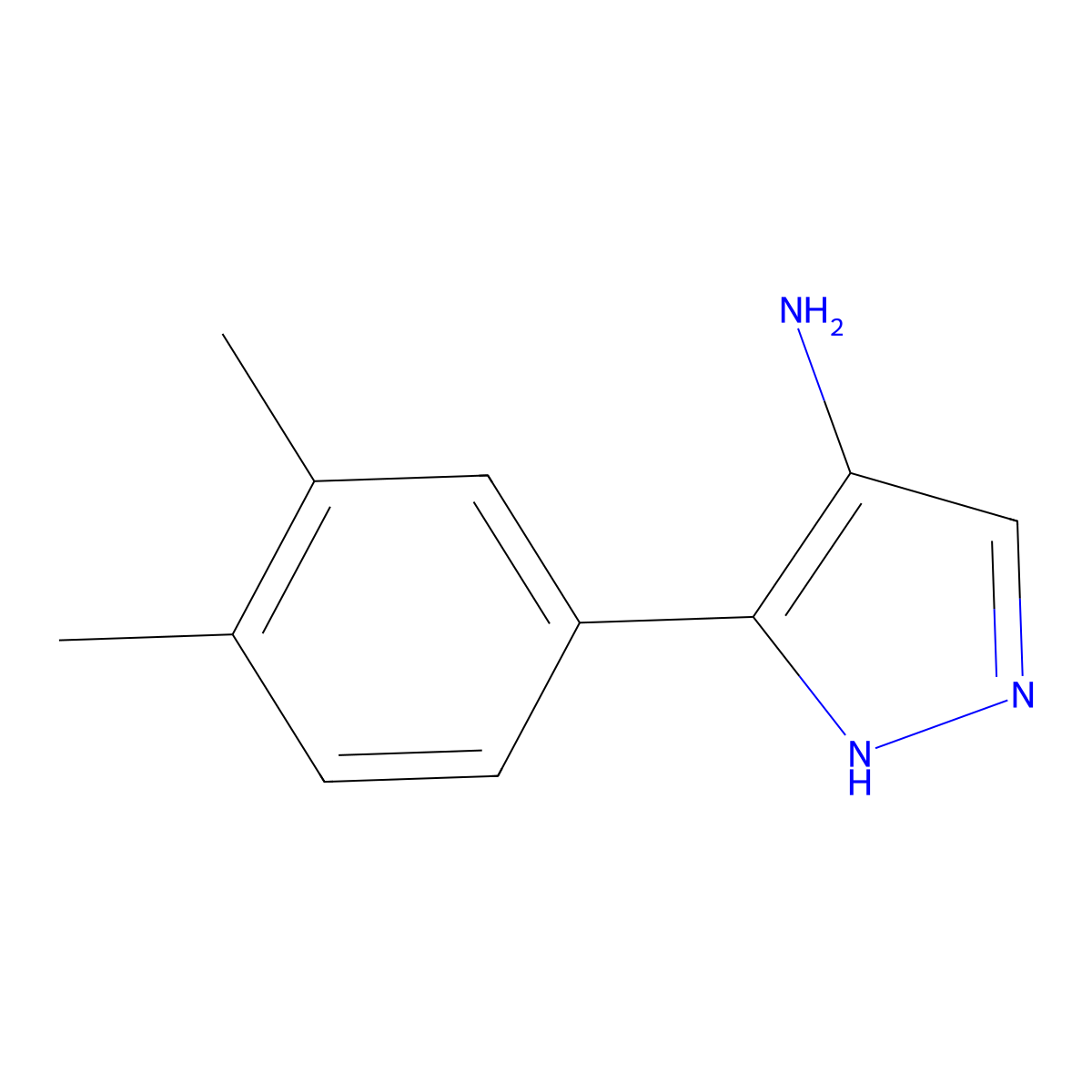 5-(3,4-dimethylphenyl)-1H-pyrazol-4-amine molecular structure, CAS 1250893-36-7