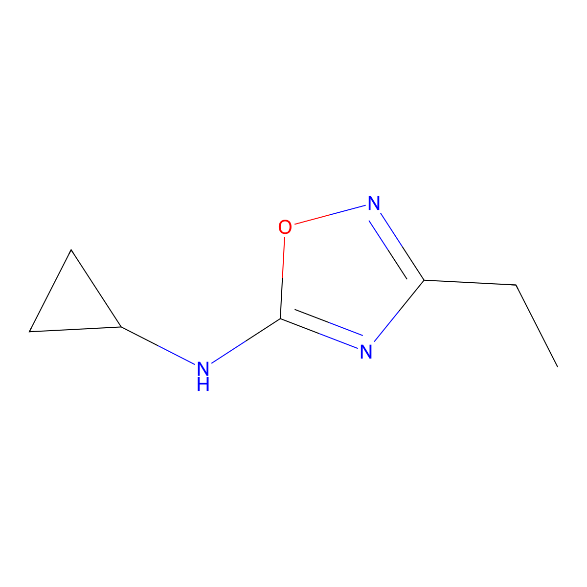 N-cyclopropyl-3-ethyl-1,2,4-oxadiazol-5-amine molecular structure, CAS 1250898-70-4