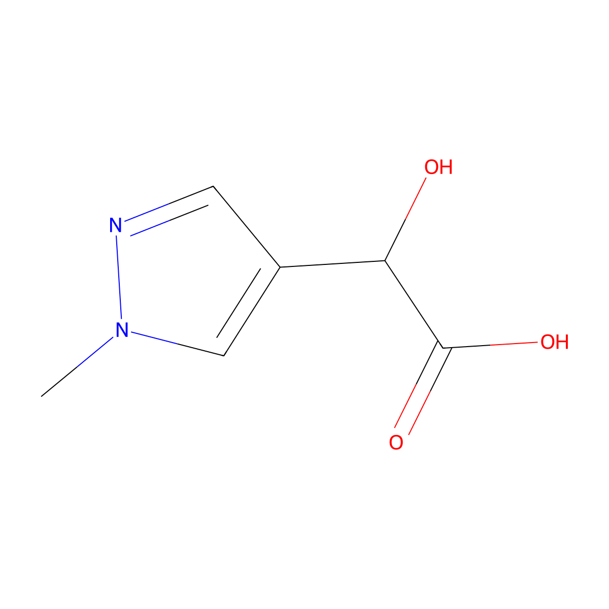 2-hydroxy-2-(1-methyl-1H-pyrazol-4-yl)acetic acid molecular structure, CAS 1250900-54-9