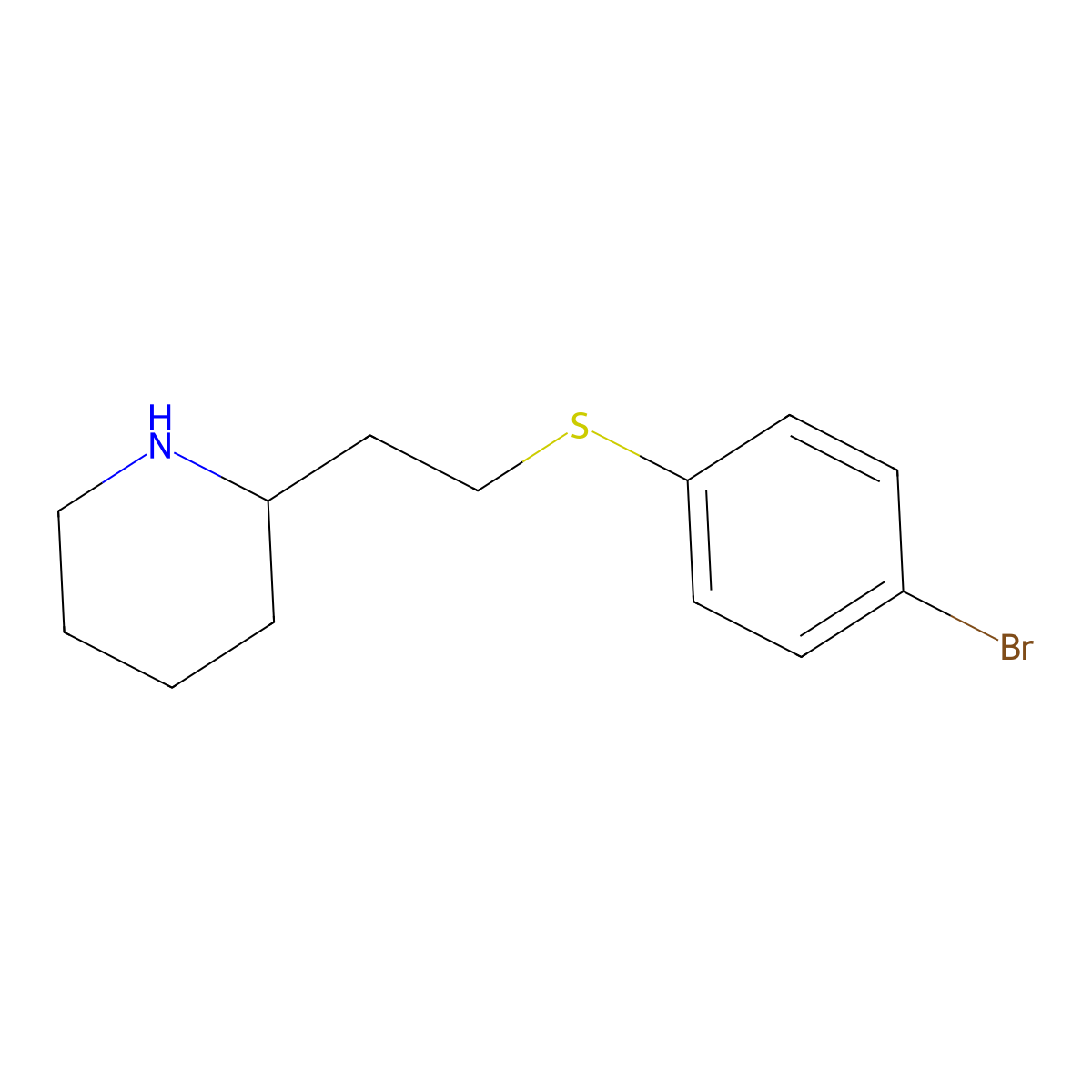 2-{2-[(4-Bromophenyl)sulfanyl]ethyl}piperidine molecular structure, CAS 1250900-62-9