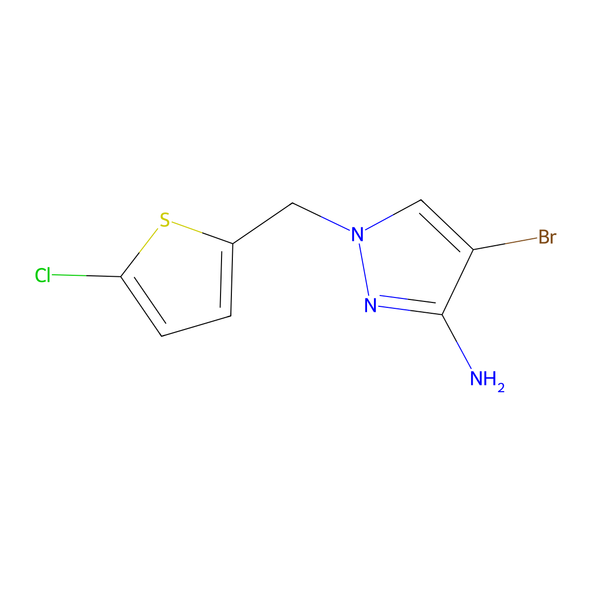4-Bromo-1-[(5-chlorothiophen-2-YL)methyl]-1H-pyrazol-3-amine molecular structure, CAS 1250901-80-4