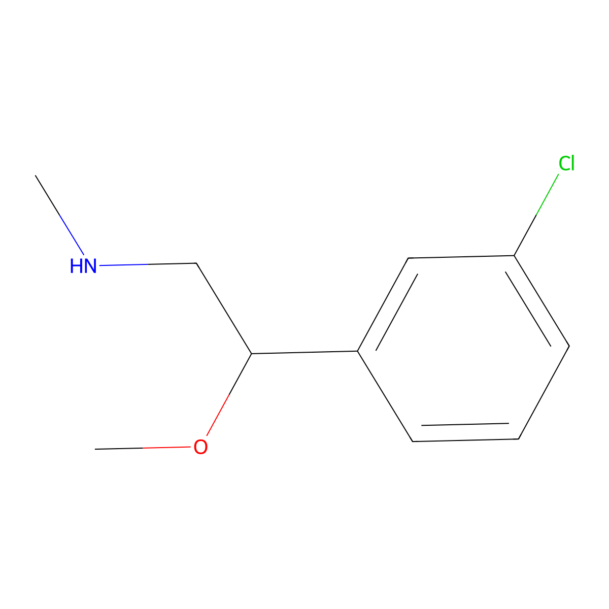 2-(3-chlorophenyl)-2-methoxy-N-methylethanamine molecular structure, CAS 1250905-45-3