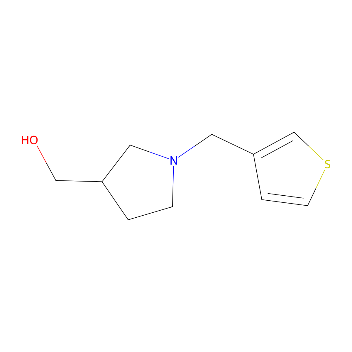 {1-[(Thiophen-3-yl)methyl]pyrrolidin-3-yl}methanol molecular structure, CAS 1250911-90-0