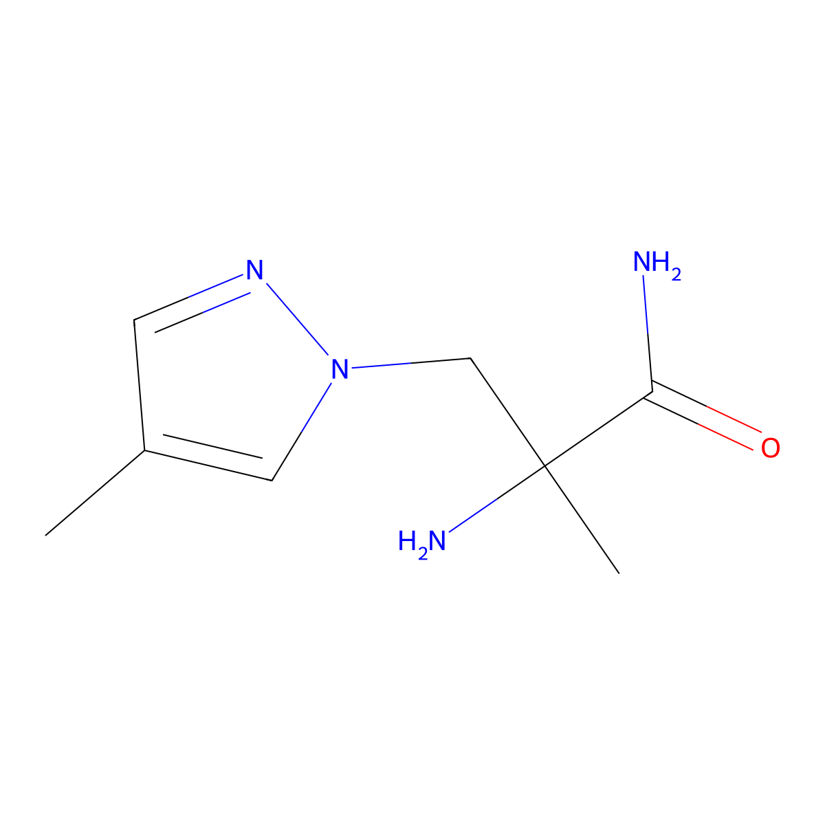 2-amino-2-methyl-3-(4-methyl-1H-pyrazol-1-yl)propanamide molecular structure, CAS 1250913-14-4