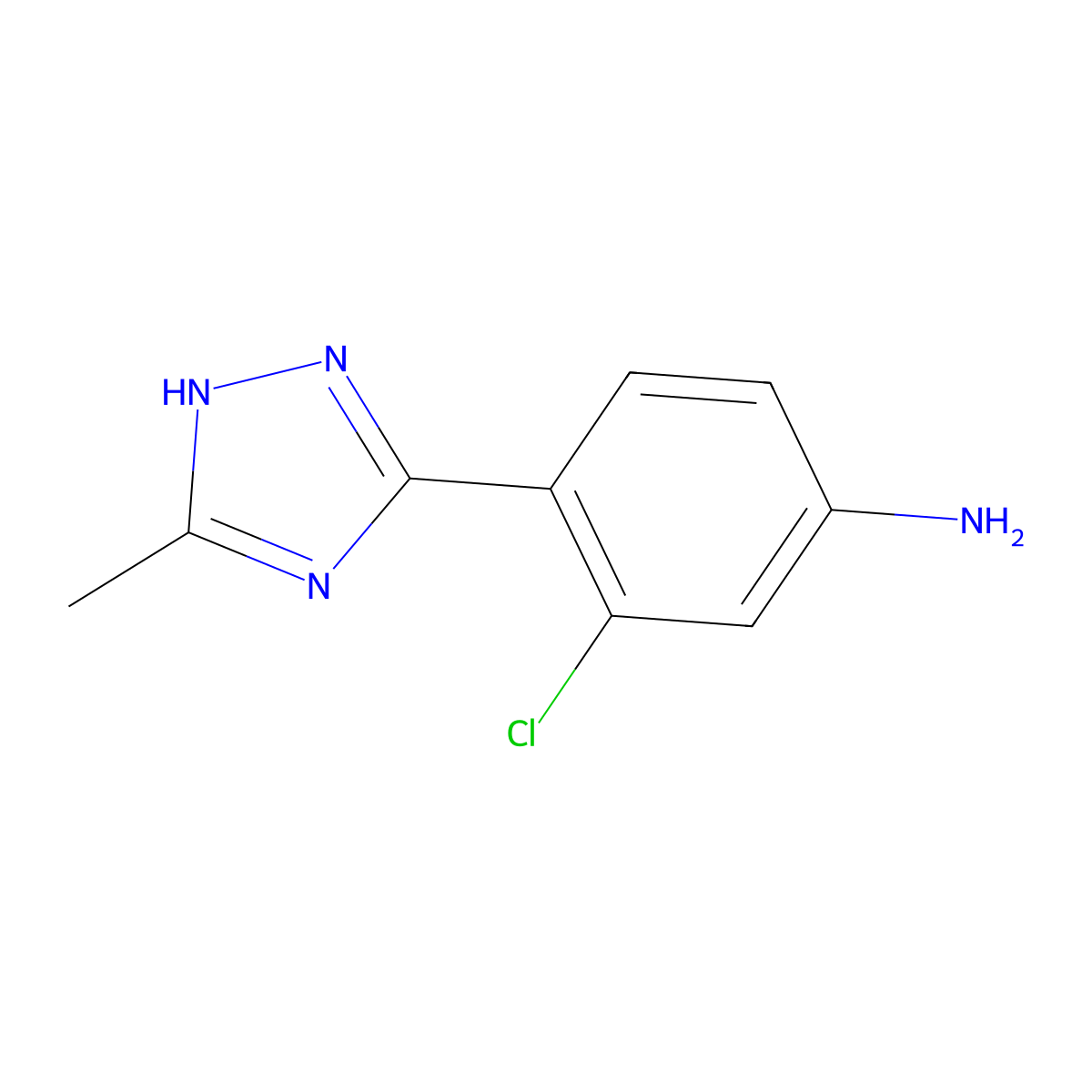 3-chloro-4-(5-methyl-1H-1,2,4-triazol-3-yl)aniline molecular structure, CAS 1250914-78-3