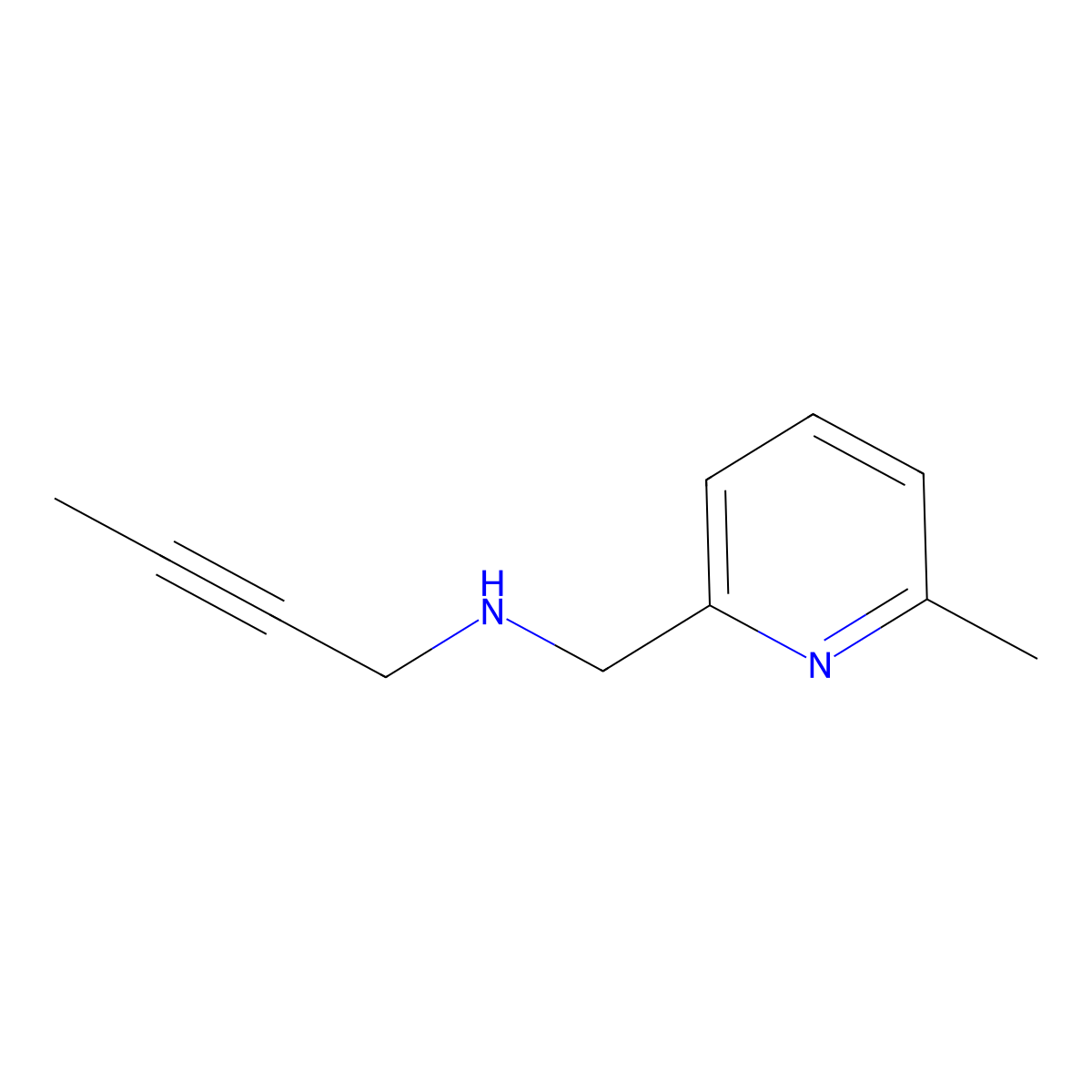 (But-2-yn-1-yl)[(6-methylpyridin-2-yl)methyl]amine molecular structure, CAS 1250917-32-8