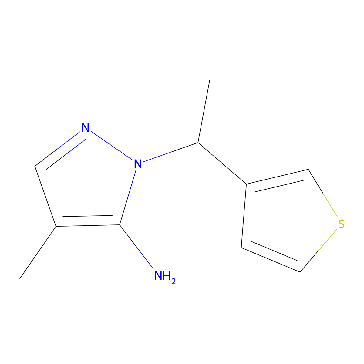 4-methyl-1-[1-(3-thienyl)ethyl]-1H-pyrazol-5-amine molecular structure, CAS 1250918-47-8