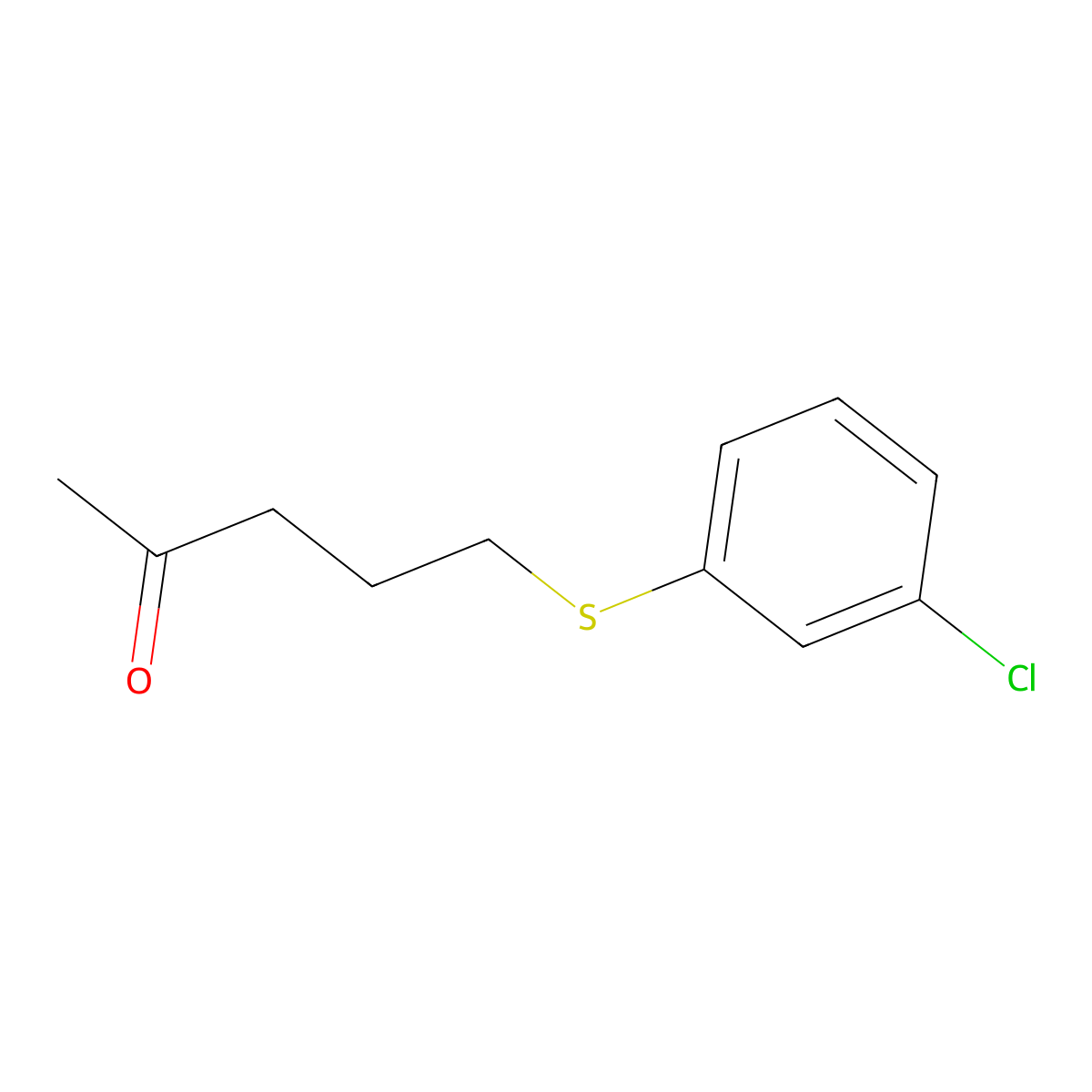 5-((3-Chlorophenyl)thio)pentan-2-one molecular structure, CAS 1250919-92-6