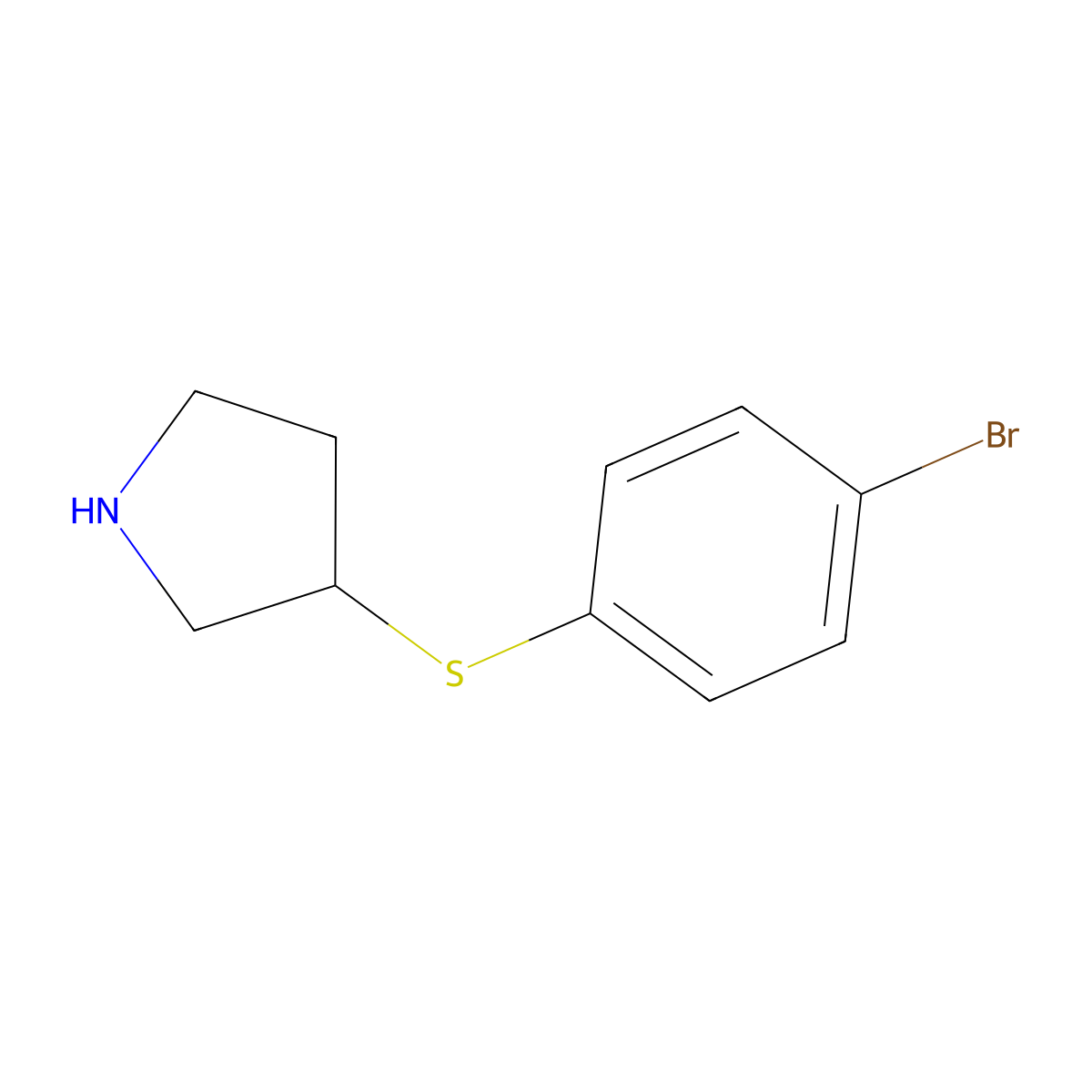 3-((4-Bromophenyl)sulfanyl)pyrrolidine molecular structure, CAS 1250919-95-9