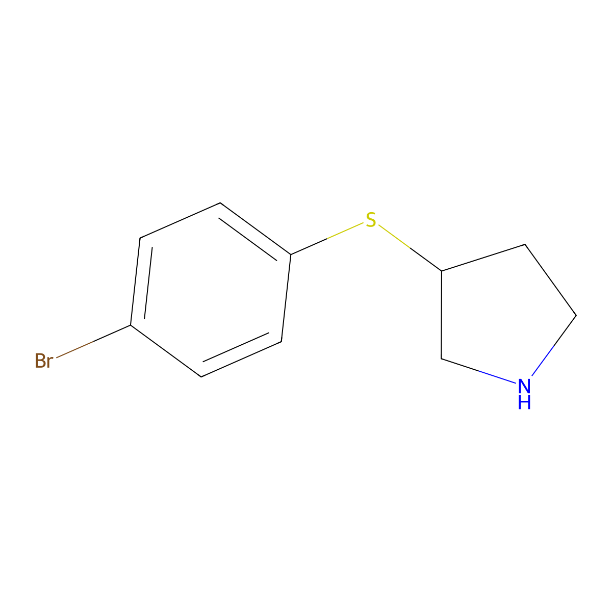 3-((4-Bromophenyl)sulfanyl)pyrrolidine molecular structure, CAS 1250919-95-9