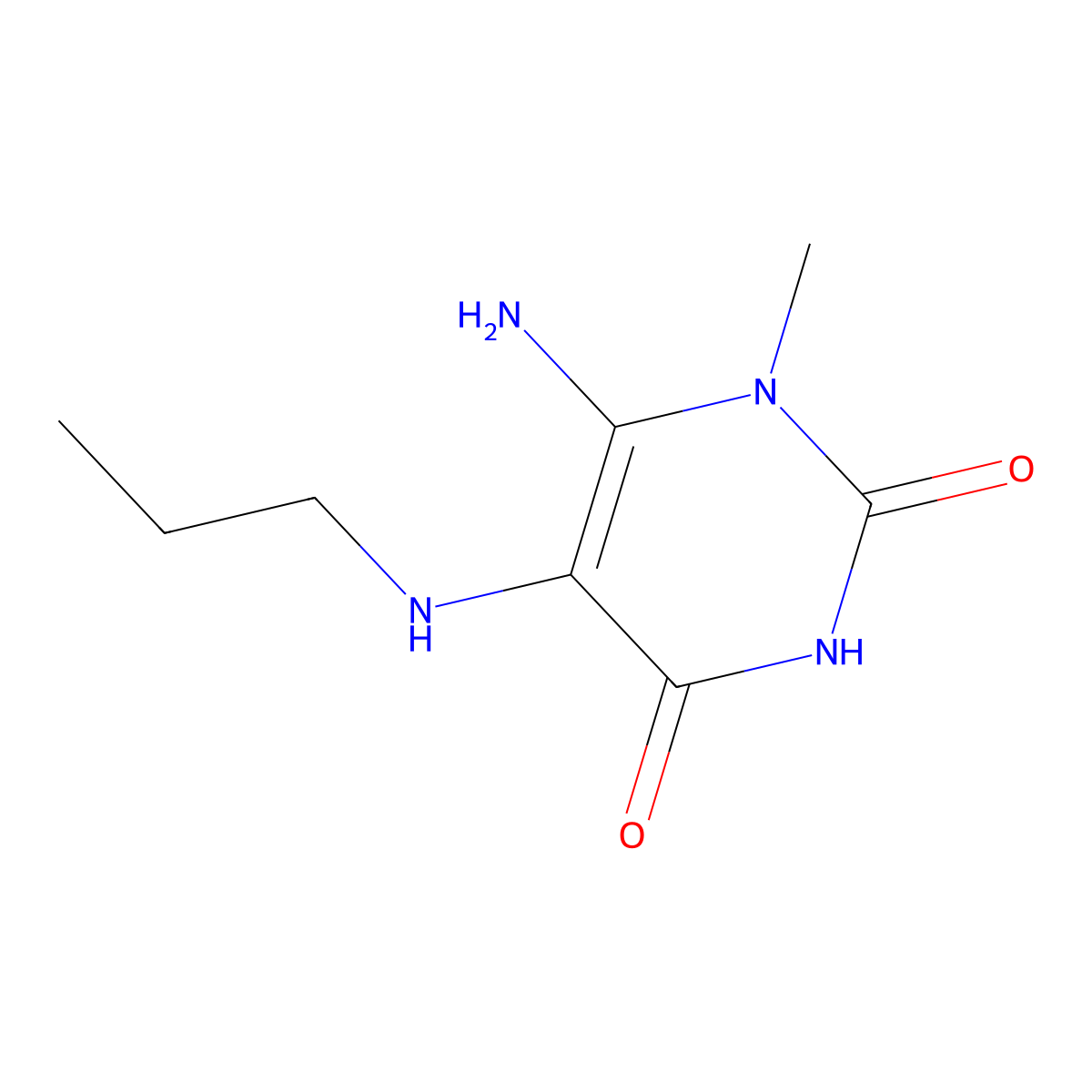 6-Amino-1-methyl-5-(propylamino)pyrimidine-2,4(1H,3H)-dione molecular structure, CAS 125092-42-4