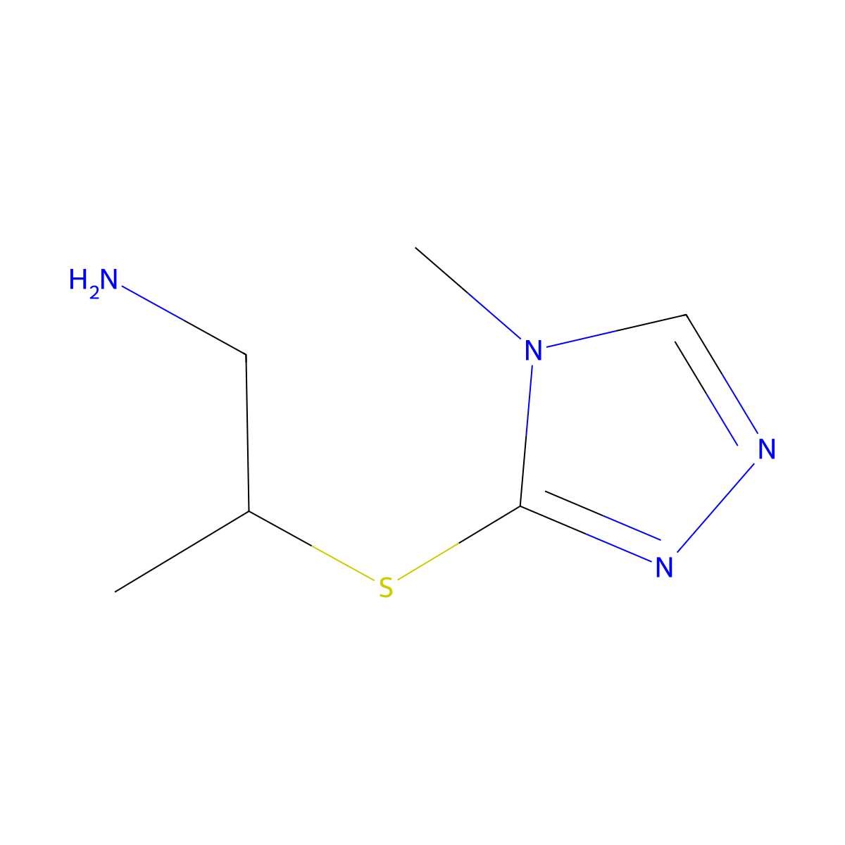 2-[(4-methyl-4H-1,2,4-triazol-3-yl)sulfanyl]propan-1-amine molecular structure, CAS 1250920-02-5