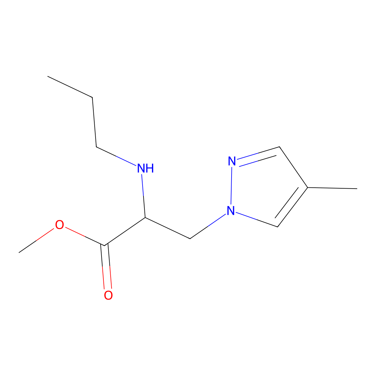 Methyl 3-(4-methyl-1h-pyrazol-1-yl)-2-(propylamino)propanoate molecular structure, CAS 1250923-15-9