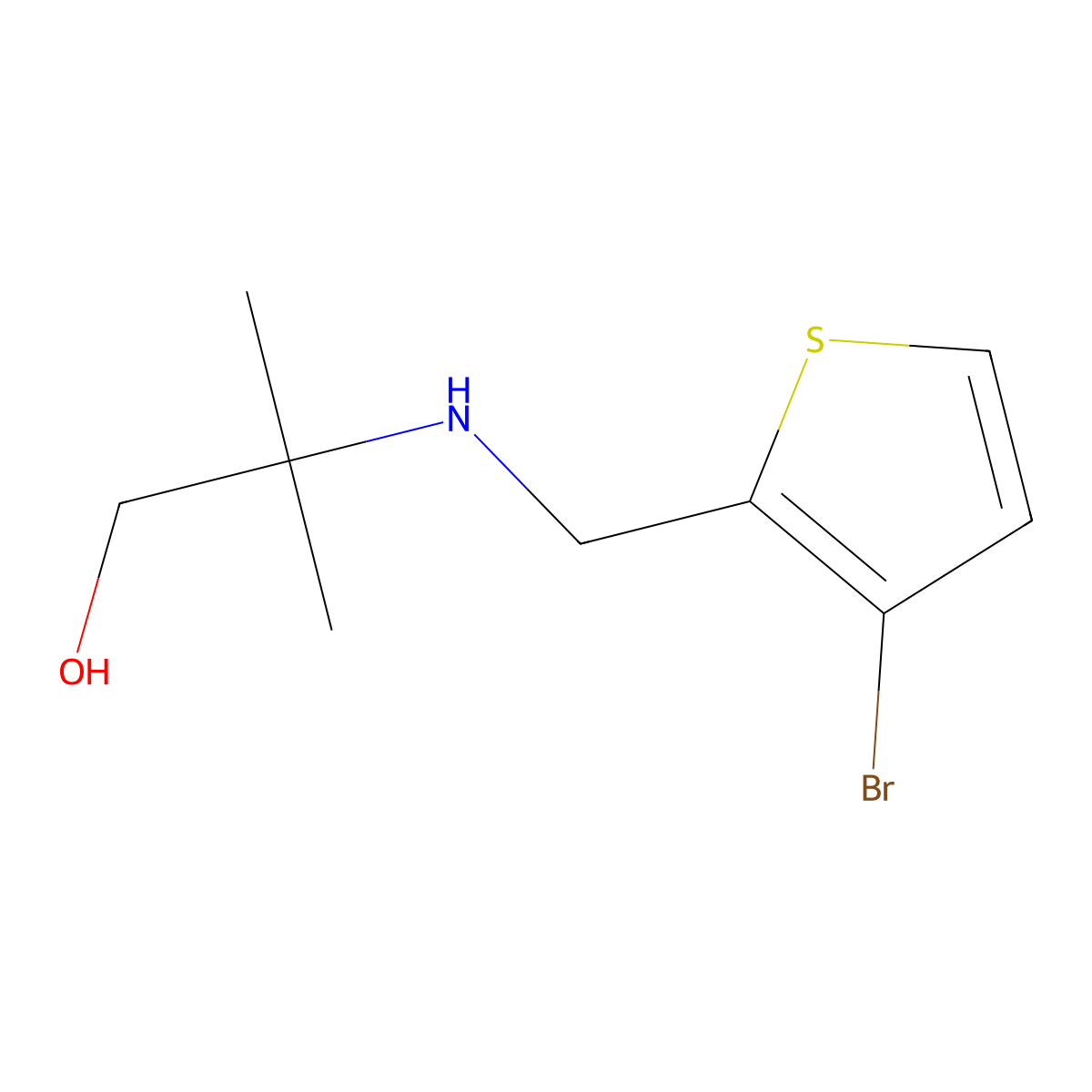 2-{[(3-Bromothiophen-2-yl)methyl]amino}-2-methylpropan-1-ol molecular structure, CAS 1250923-26-2