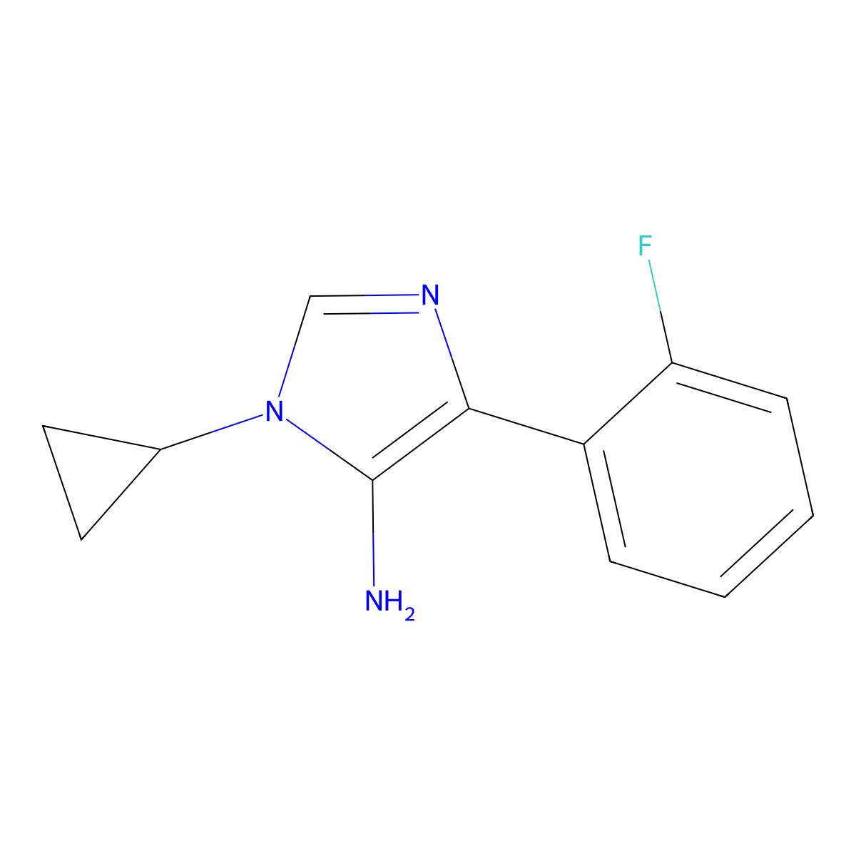 1-Cyclopropyl-4-(2-fluorophenyl)-1H-imidazol-5-amine molecular structure, CAS 1250925-36-0