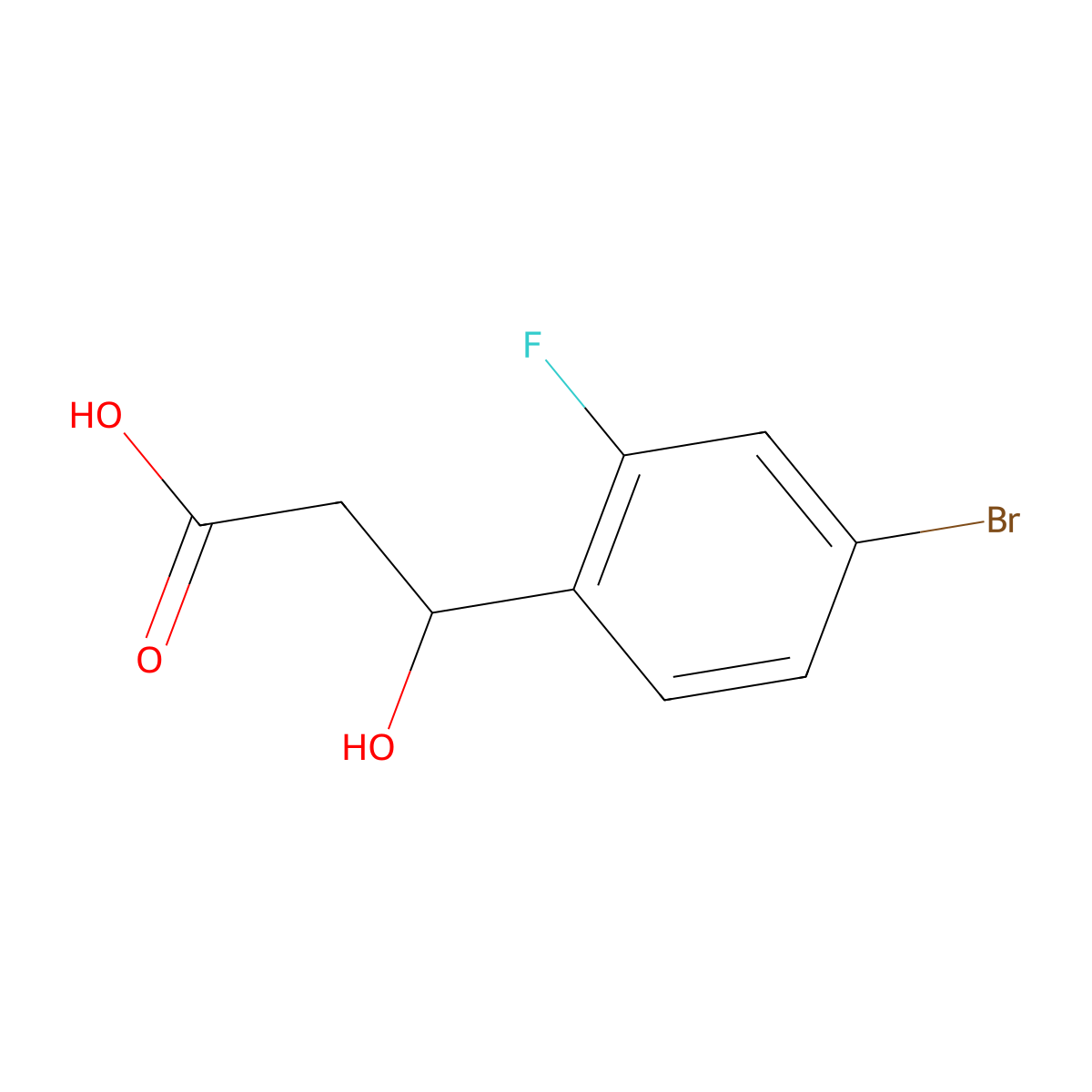 3-(4-Bromo-2-fluorophenyl)-3-hydroxypropanoic acid molecular structure, CAS 1250925-50-8