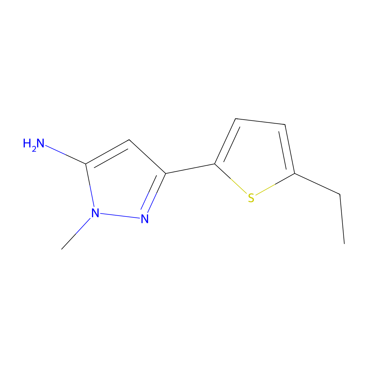 3-(5-ethylthiophen-2-yl)-1-methyl-1H-pyrazol-5-amine molecular structure, CAS 1250927-95-7