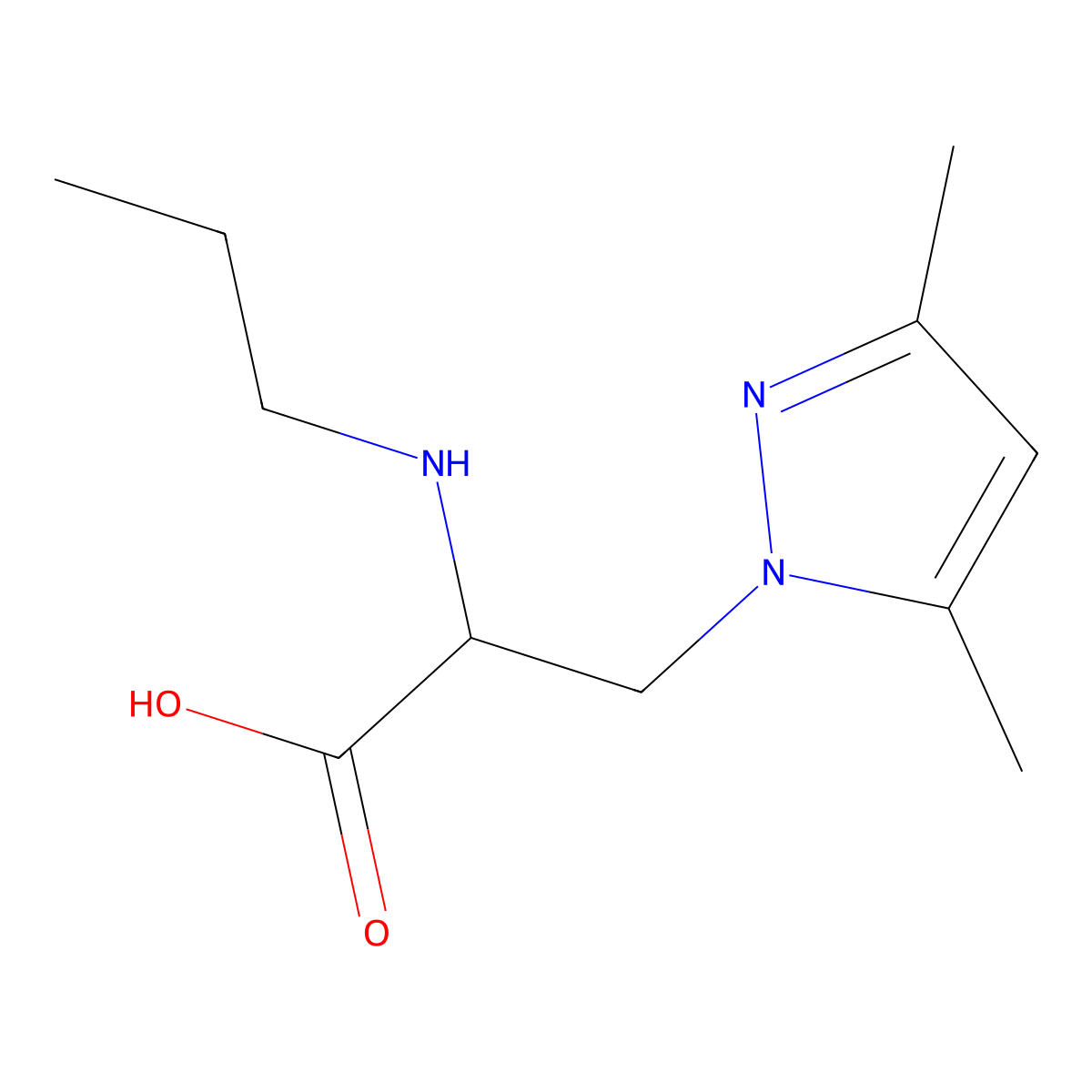 3-(3,5-Dimethyl-1h-pyrazol-1-yl)-2-(propylamino)propanoic acid molecular structure, CAS 1250930-59-6