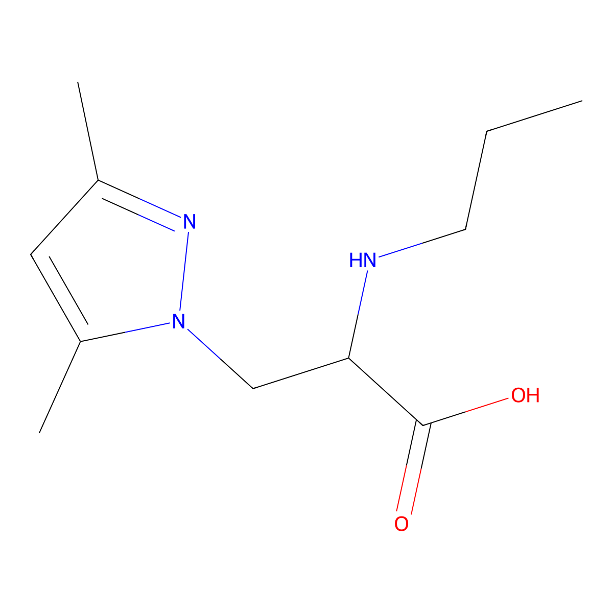 3-(3,5-Dimethyl-1h-pyrazol-1-yl)-2-(propylamino)propanoic acid molecular structure, CAS 1250930-59-6