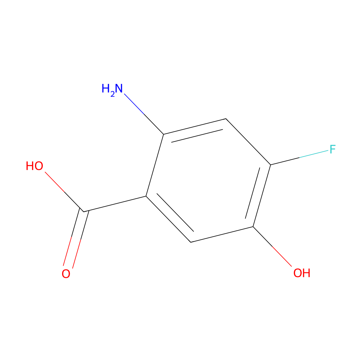 2-Amino-4-fluoro-5-hydroxybenzoic acid molecular structure, CAS 1250931-52-2