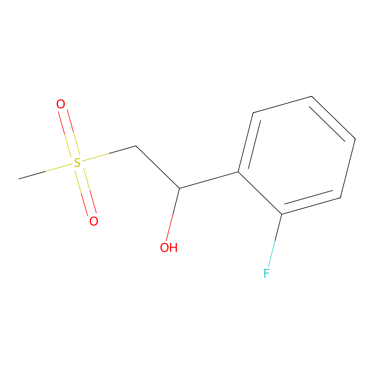 1-(2-Fluorophenyl)-2-(methylsulfonyl)ethanol molecular structure, CAS 1250933-31-3