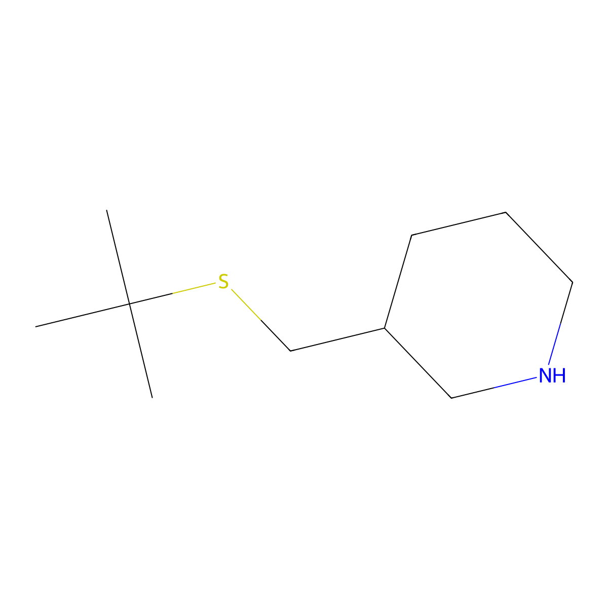 3-[(Tert-butylsulfanyl)methyl]piperidine molecular structure, CAS 1250937-09-7