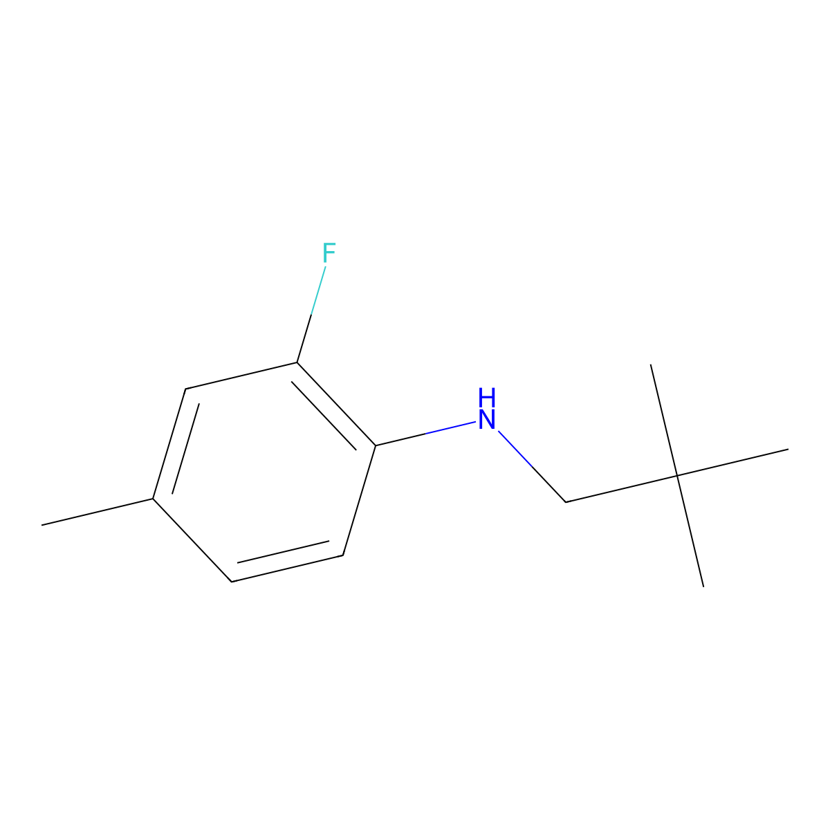 N-(2,2-dimethylpropyl)-2-fluoro-4-methylaniline molecular structure, CAS 1250939-11-7