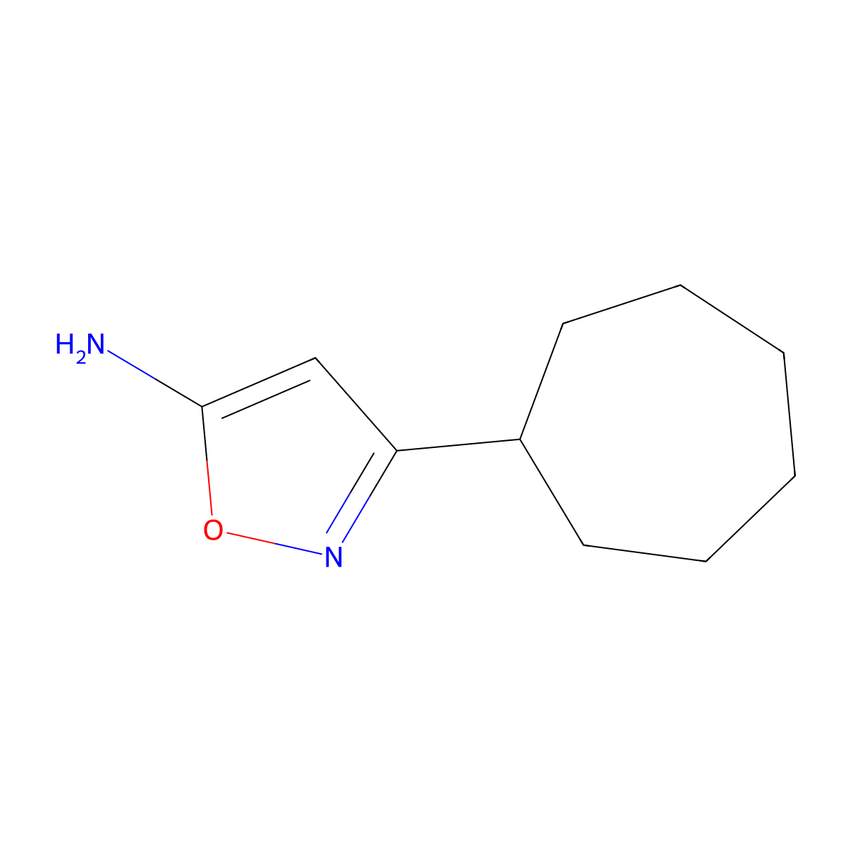 3-Cycloheptyl-1,2-oxazol-5-amine molecular structure, CAS 1250939-32-2