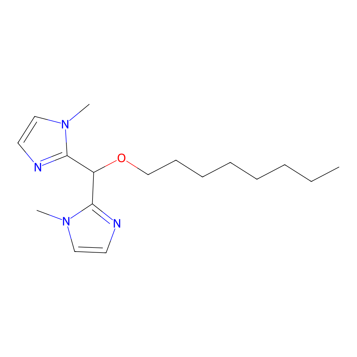 1-Methyl-2-[(1-methyl-1H-imidazol-2-yl)(octyloxy)methyl]-1H-imidazole molecular structure, CAS 125094-13-5