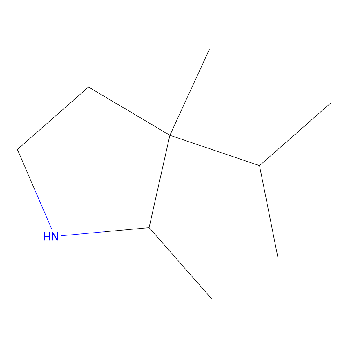 2,3-Dimethyl-3-(propan-2-yl)pyrrolidine molecular structure, CAS 1250941-08-2