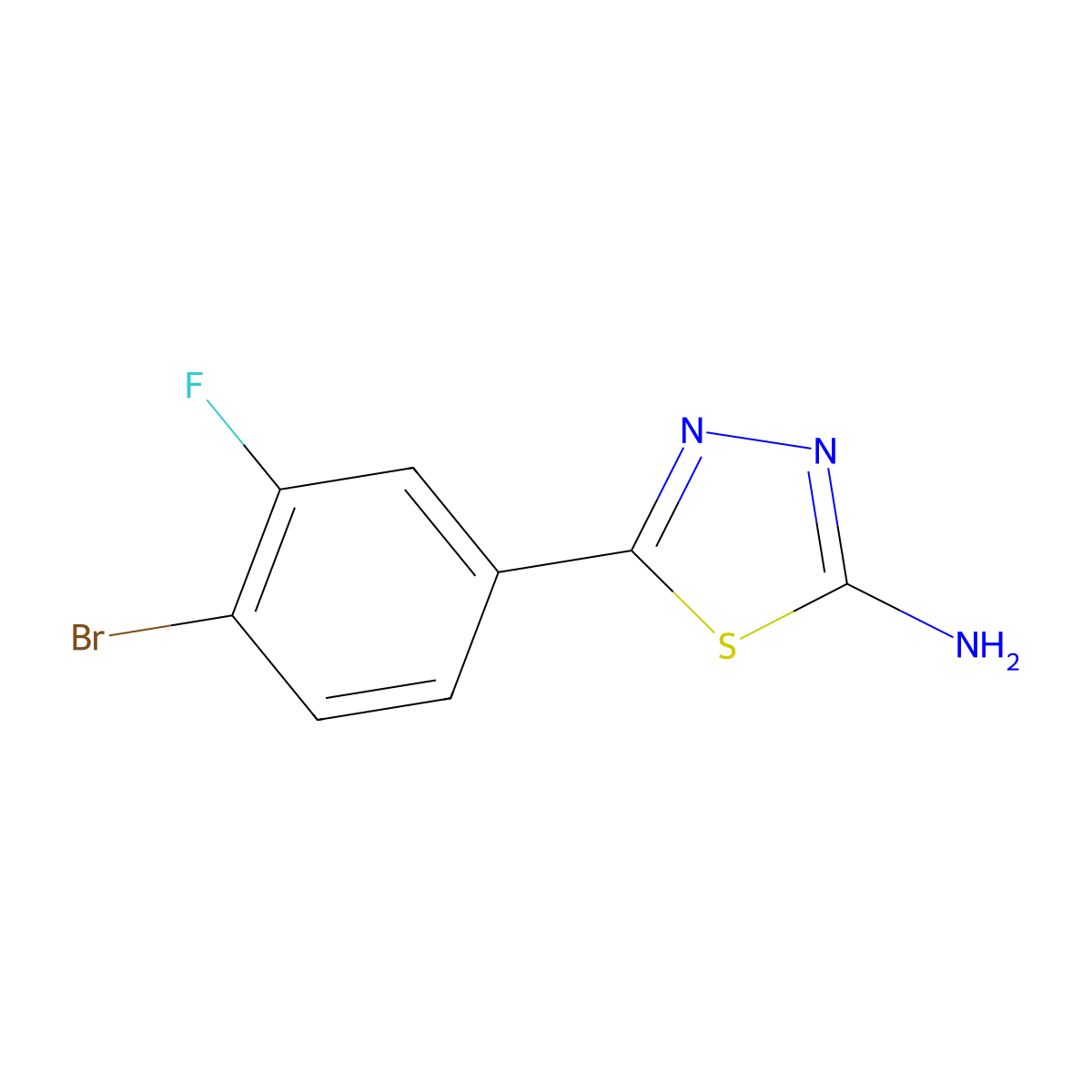 5-(4-Bromo-3-fluorophenyl)-1,3,4-thiadiazol-2-amine molecular structure, CAS 1250946-06-5