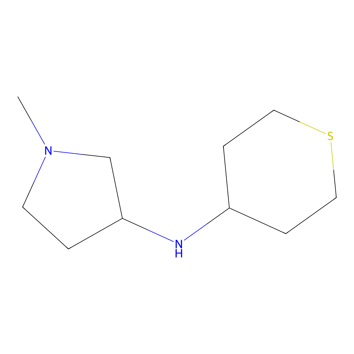 1-methyl-N-(thian-4-yl)pyrrolidin-3-amine molecular structure, CAS 1250949-19-9