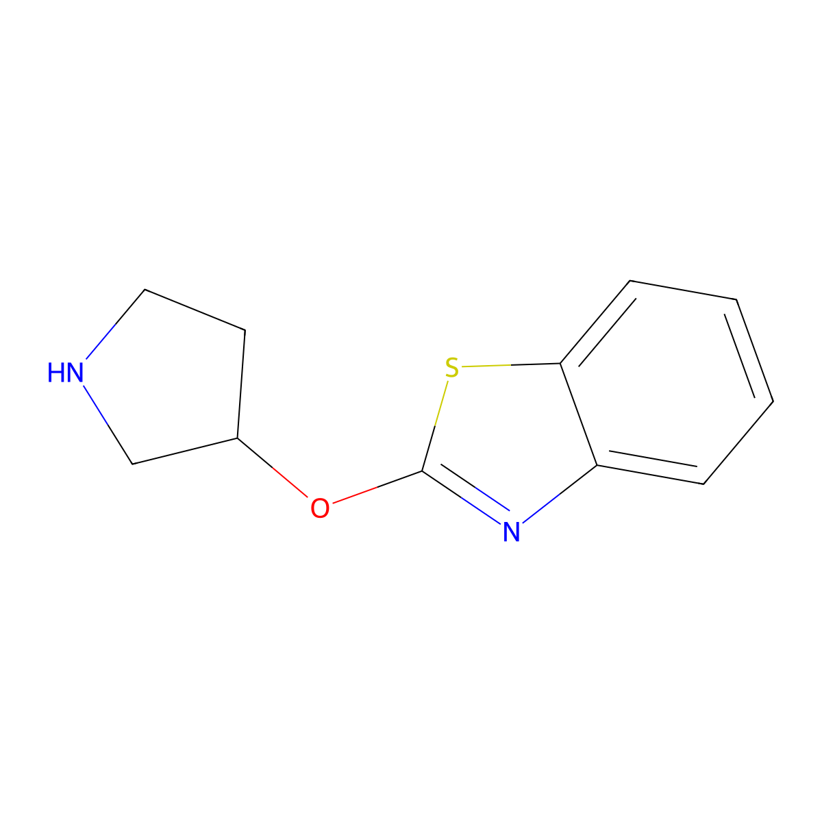 2-(Pyrrolidin-3-yloxy)-1,3-benzothiazole molecular structure, CAS 1250955-22-6
