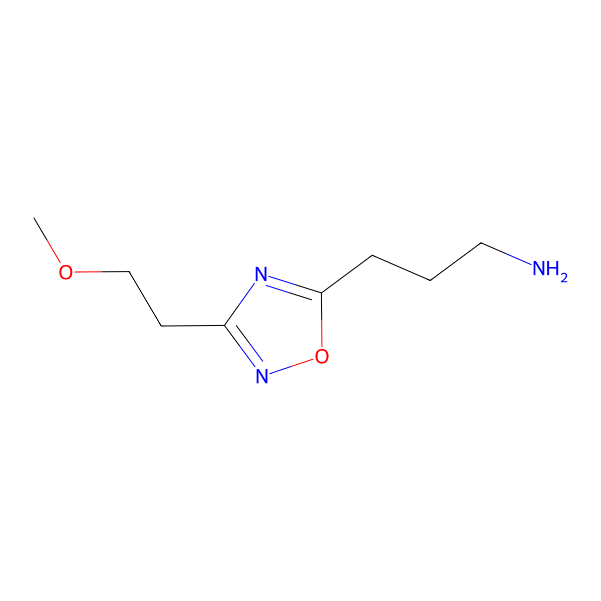 3-(3-(2-Methoxyethyl)-1,2,4-oxadiazol-5-yl)propan-1-amine molecular structure, CAS 1250957-48-2