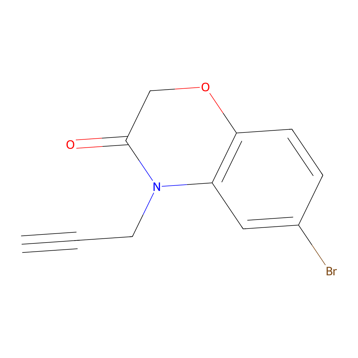 6-bromo-4-(prop-2-yn-1-yl)-3,4-dihydro-2H-1,4-benzoxazin-3-one molecular structure, CAS 1250958-04-3