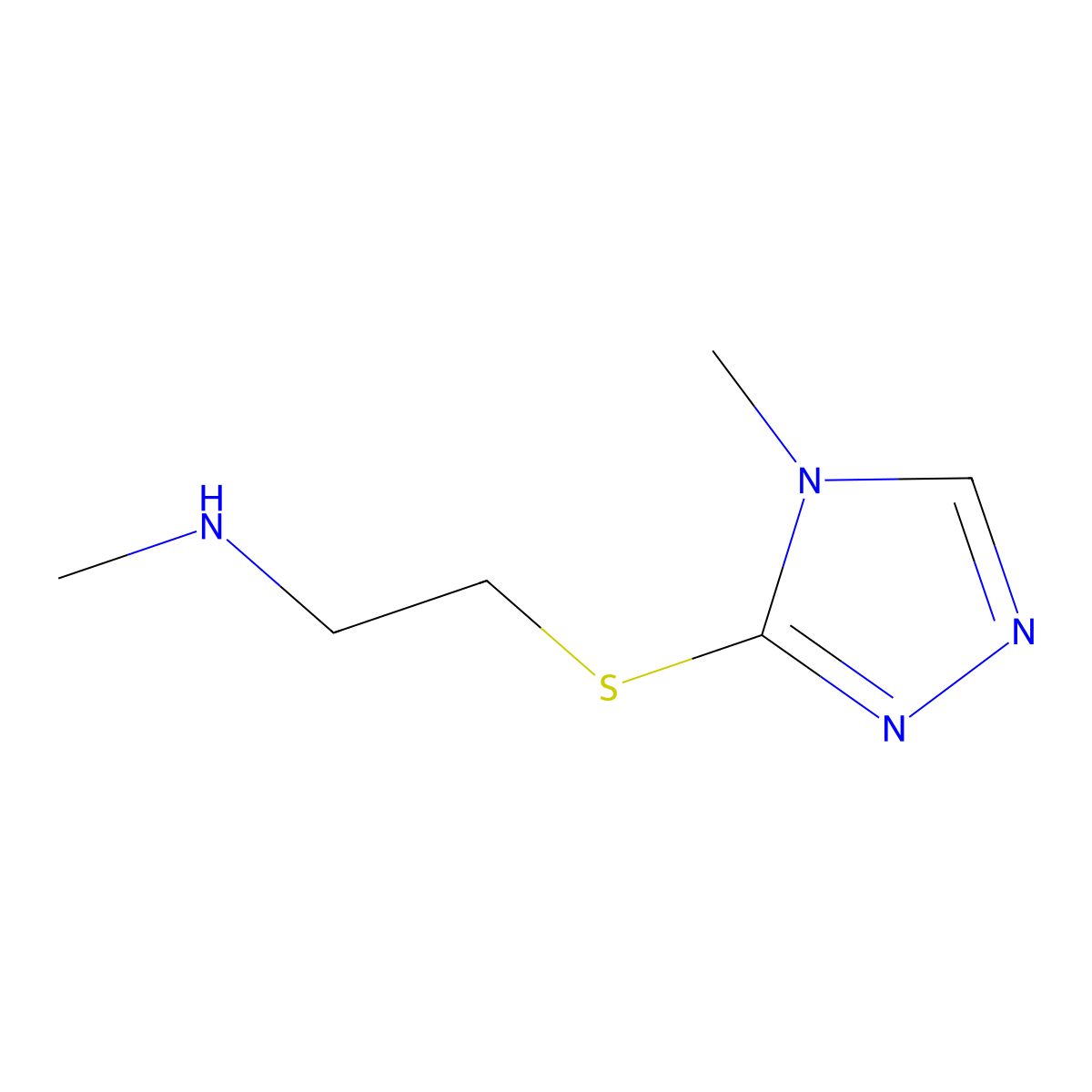 N-Methyl-2-((4-methyl-4H-1,2,4-triazol-3-yl)thio)ethan-1-amine molecular structure, CAS 1250963-85-9