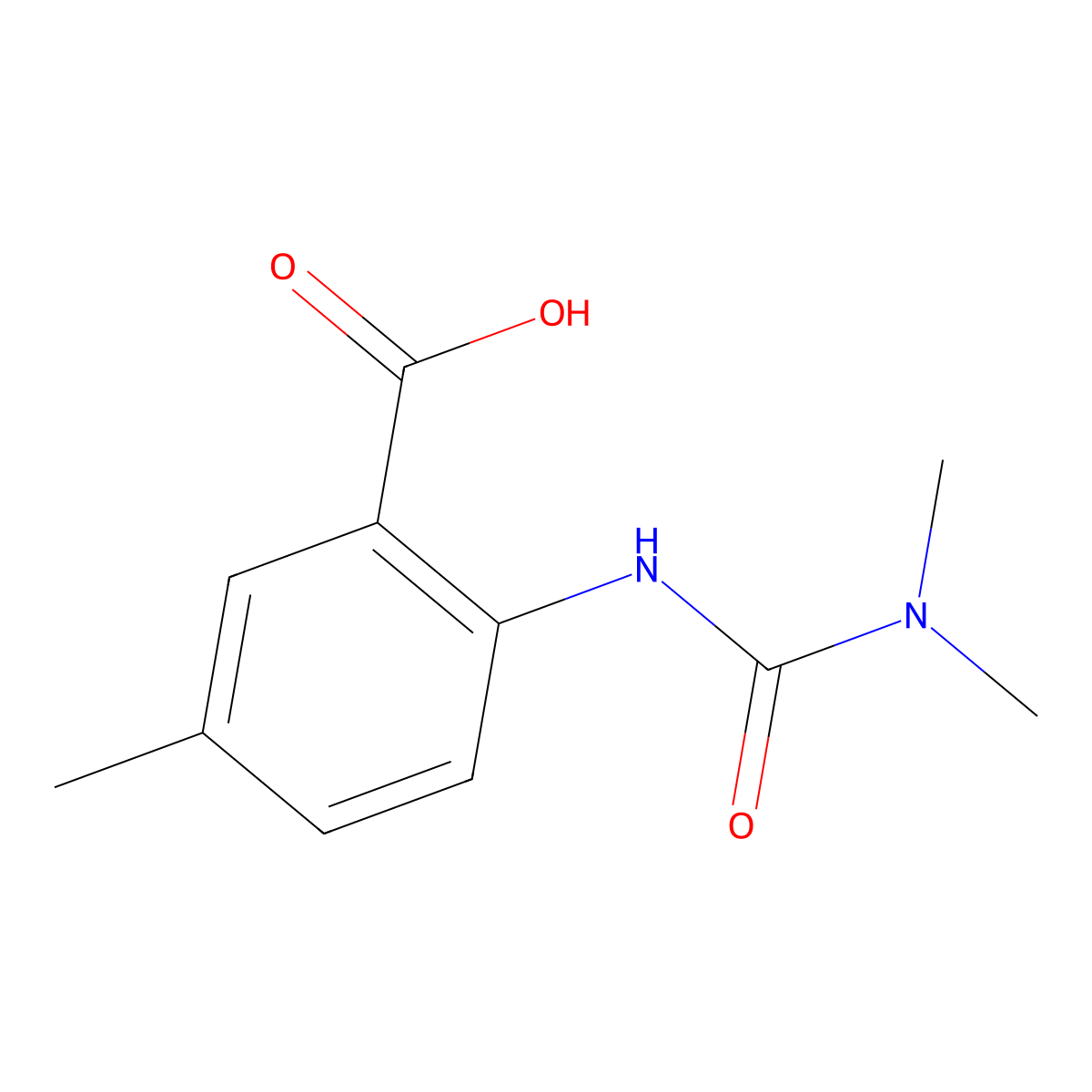 2-[(Dimethylcarbamoyl)amino]-5-methylbenzoic acid molecular structure, CAS 1250965-67-3