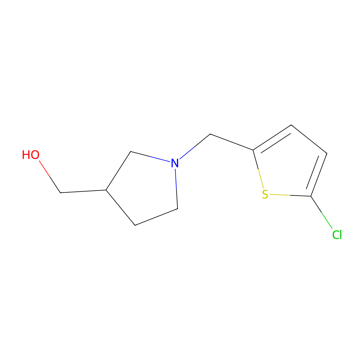 {1-[(5-Chlorothiophen-2-yl)methyl]pyrrolidin-3-yl}methanol molecular structure, CAS 1250969-20-0