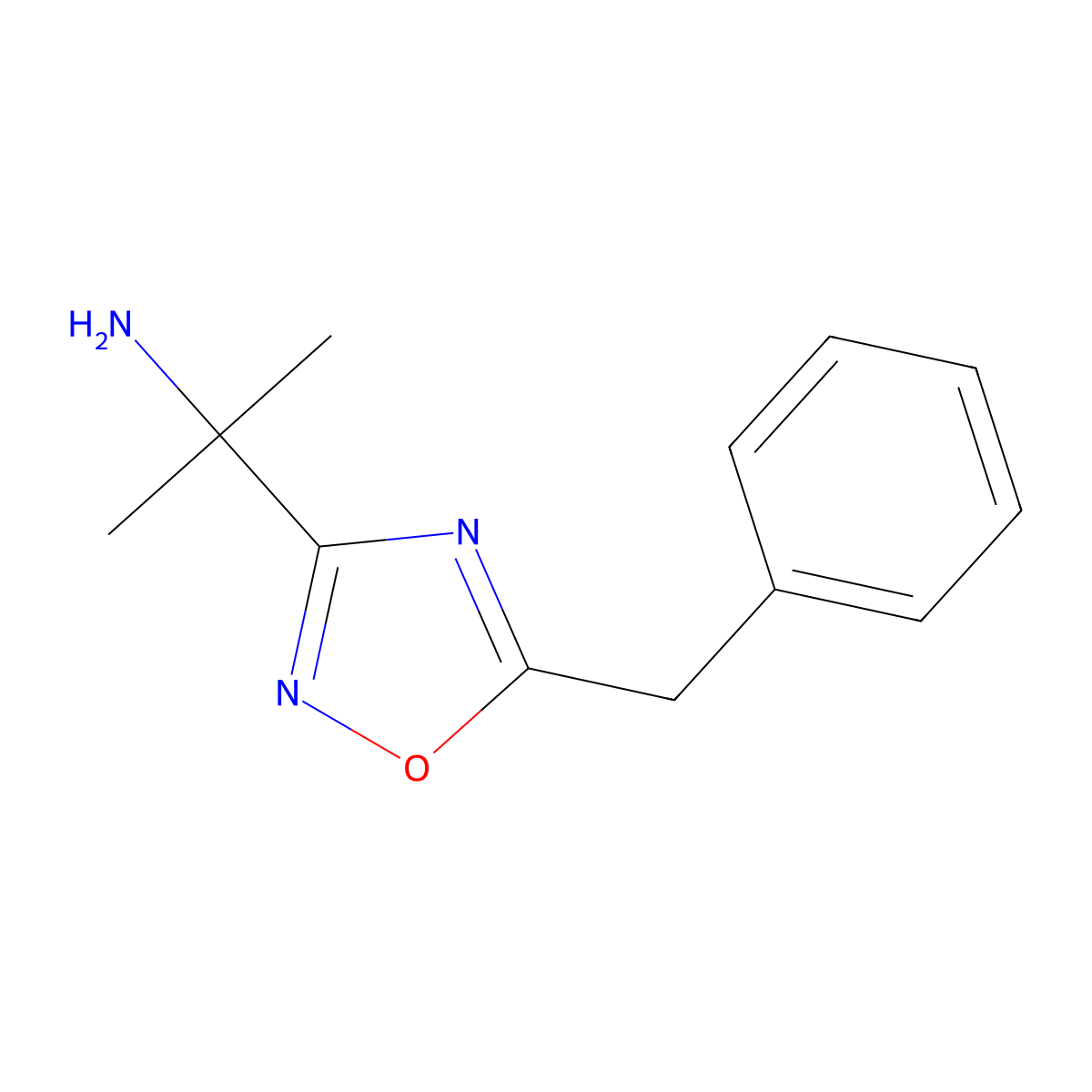 2-(5-Benzyl-1,2,4-oxadiazol-3-yl)propan-2-amine molecular structure, CAS 1250971-34-6