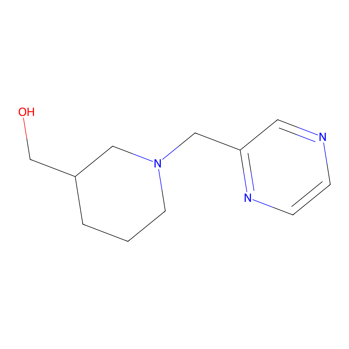 (1-(Pyrazin-2-ylmethyl)piperidin-3-yl)methanol molecular structure, CAS 1250972-57-6