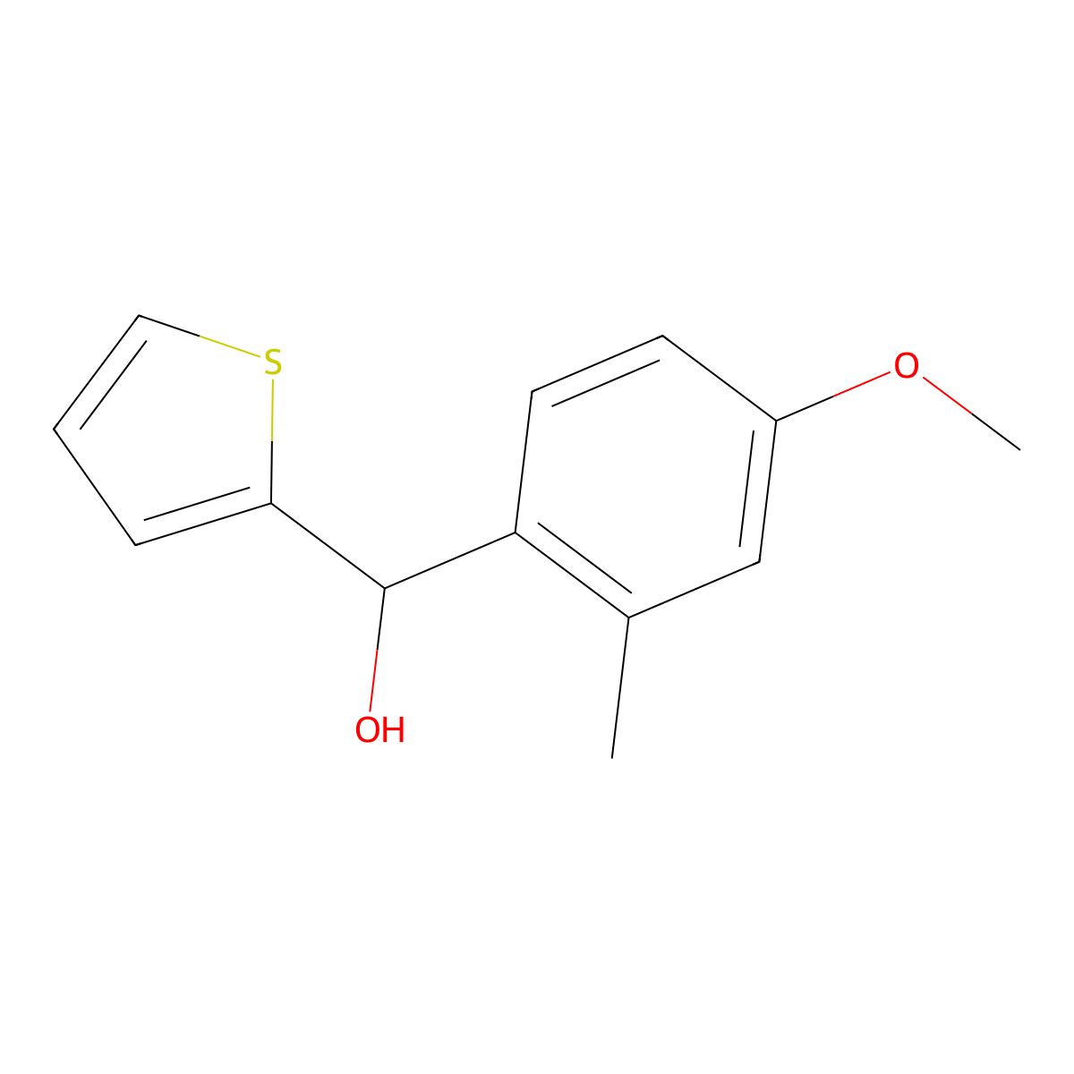 (4-Methoxy-2-methylphenyl)(thiophen-2-yl)methanol molecular structure, CAS 1250973-45-5