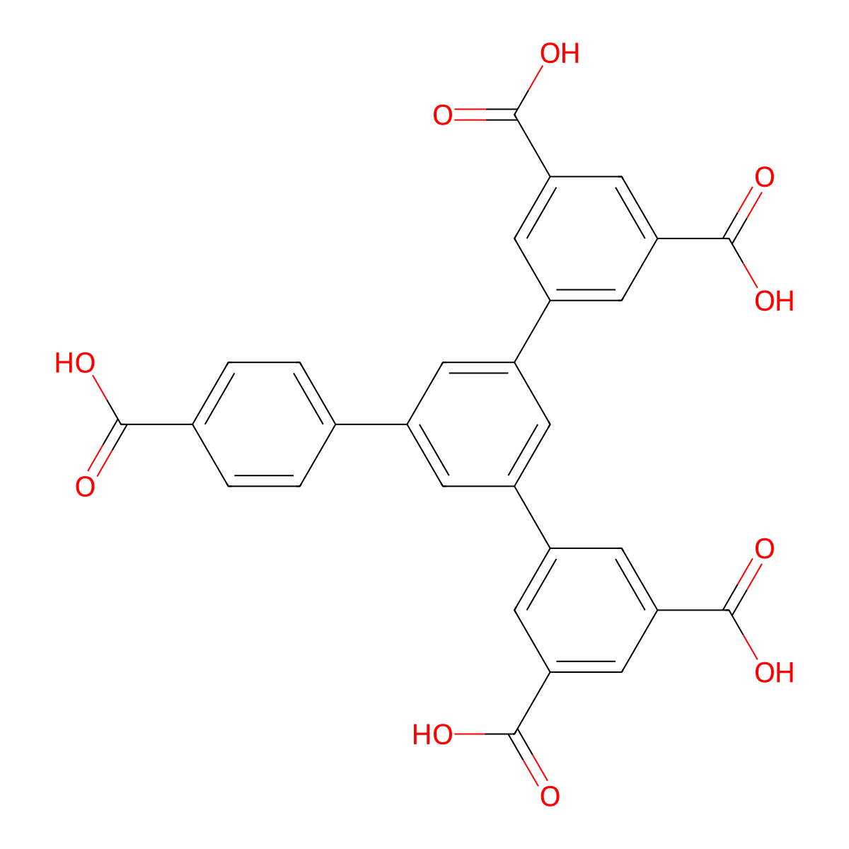 5'-(4-Carboxyphenyl)-[1,1':3',1''-terphenyl]-3,3'',5,5''-tetracarboxylic acid molecular structure, CAS 1250980-06-3