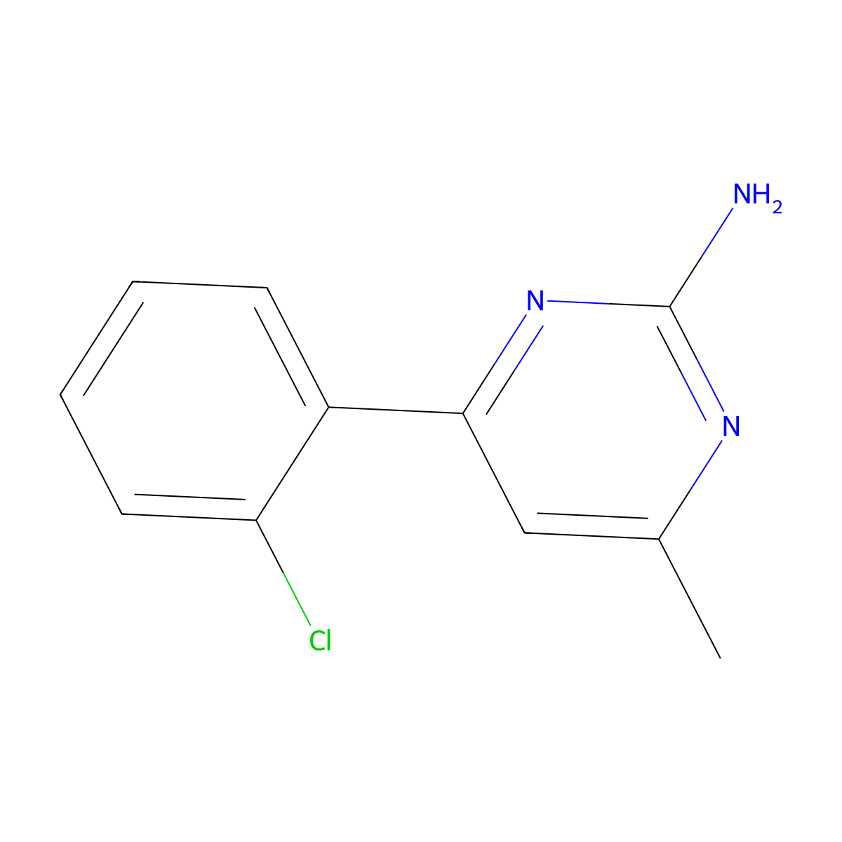2-Amino-4-(2-chlorophenyl)-6-methylpyrimidine molecular structure, CAS 1250982-49-0