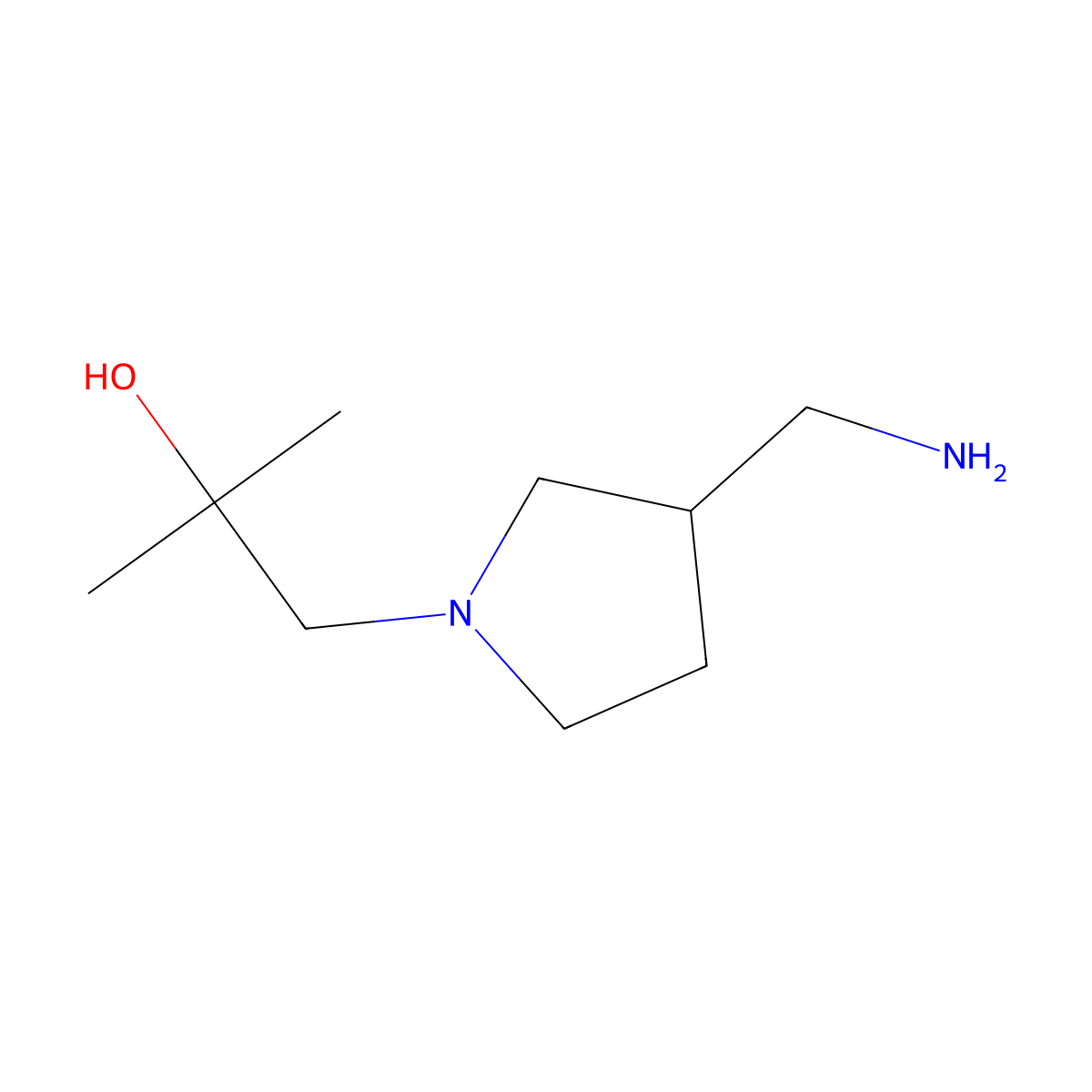 1-[3-(Aminomethyl)pyrrolidin-1-yl]-2-methylpropan-2-ol molecular structure, CAS 1250984-97-4