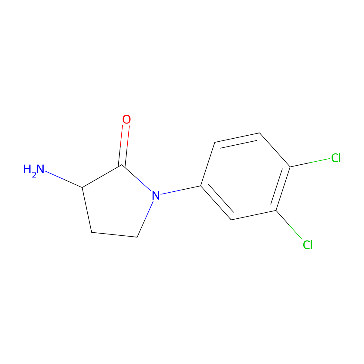 3-Amino-1-(3,4-dichlorophenyl)pyrrolidin-2-one molecular structure, CAS 1250985-49-9