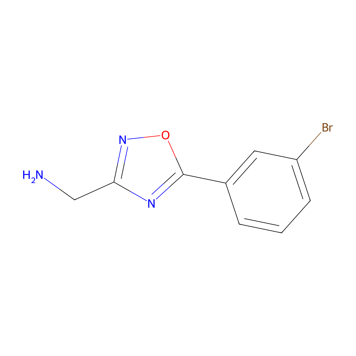(5-(3-Bromophenyl)-1,2,4-oxadiazol-3-yl)methanamine molecular structure, CAS 1250985-54-6