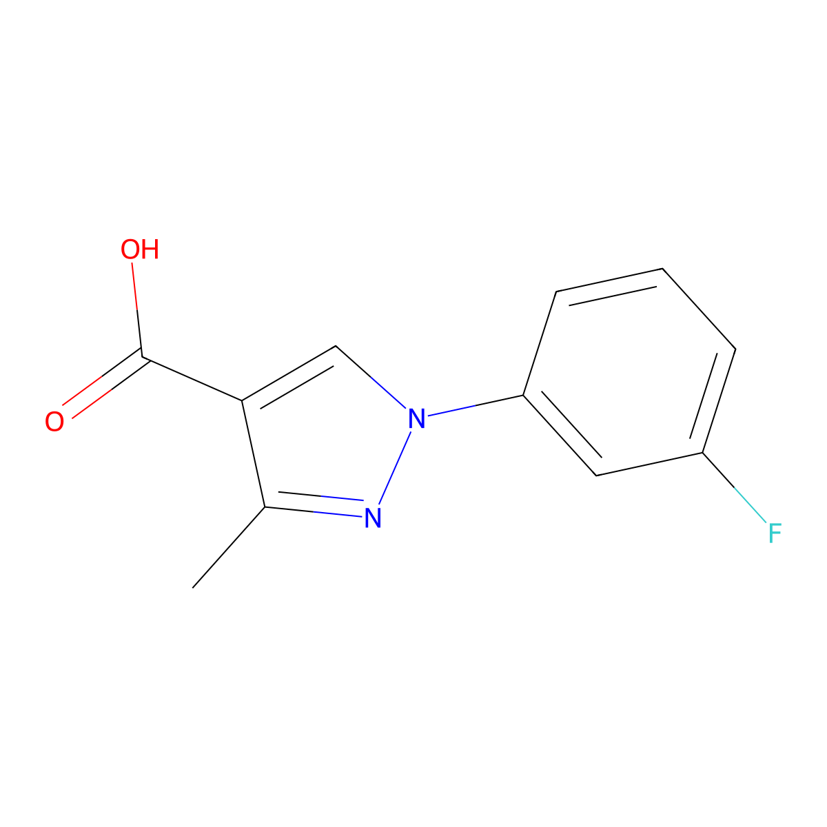 1-(3-fluorophenyl)-3-methyl-1H-pyrazole-4-carboxylic acid molecular structure, CAS 1250985-70-6