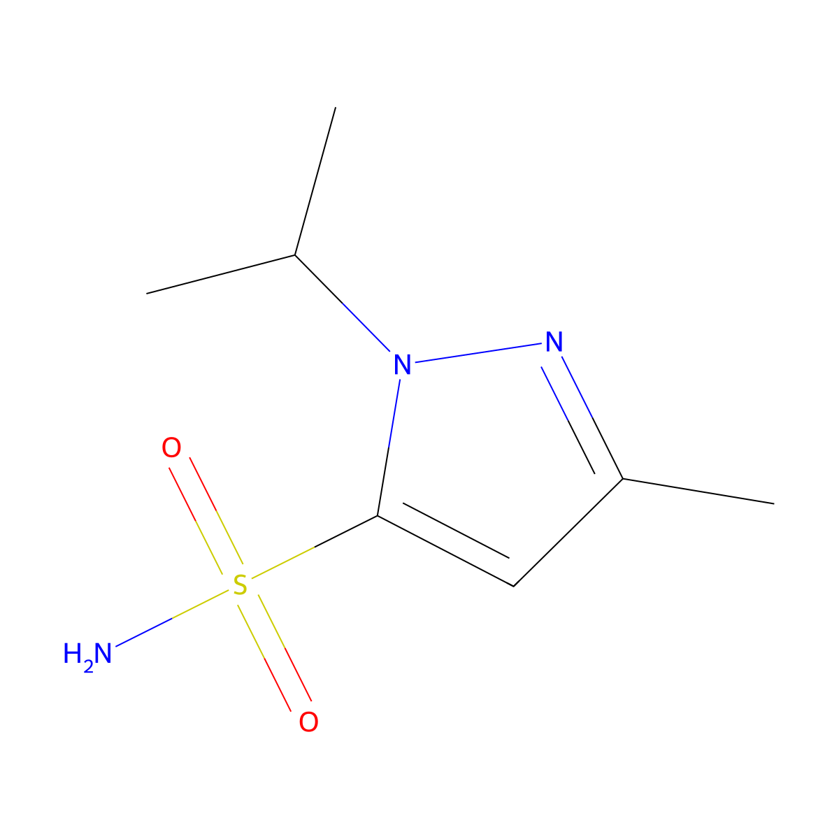 3-methyl-1-(propan-2-yl)-1H-pyrazole-5-sulfonamide molecular structure, CAS 1250985-72-8