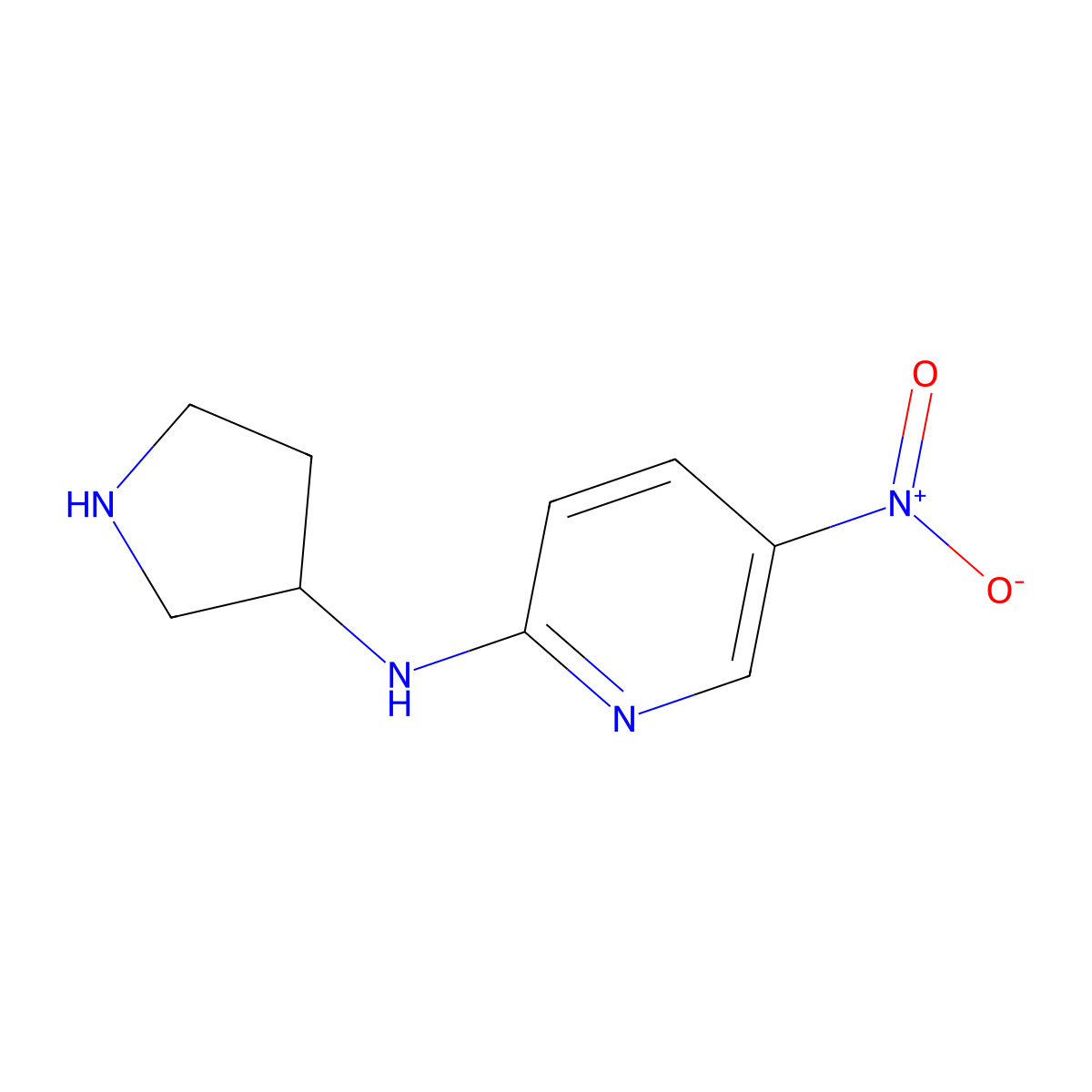 5-Nitro-N-(pyrrolidin-3-yl)pyridin-2-amine molecular structure, CAS 1250987-21-3