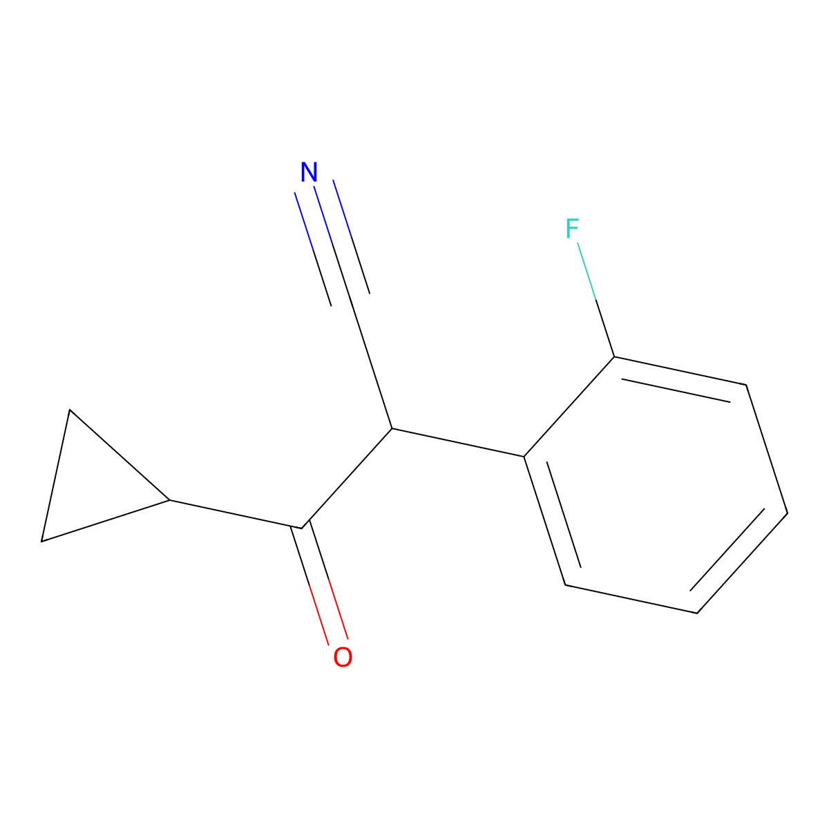 3-Cyclopropyl-2-(2-fluorophenyl)-3-oxopropanenitrile molecular structure, CAS 1250987-97-3